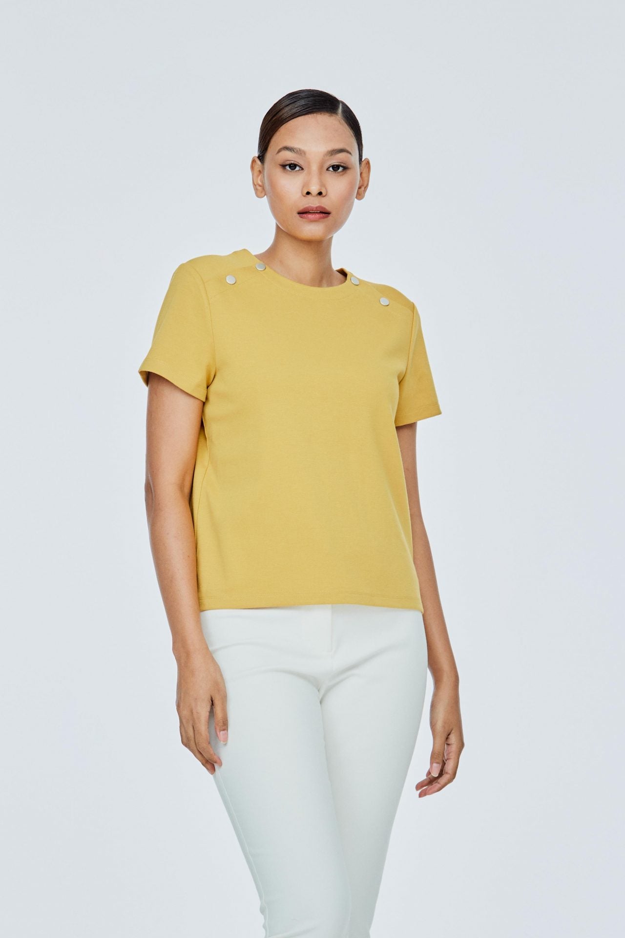 AT 10751 DECORATIVE BUTTON TOP MUSTARD
