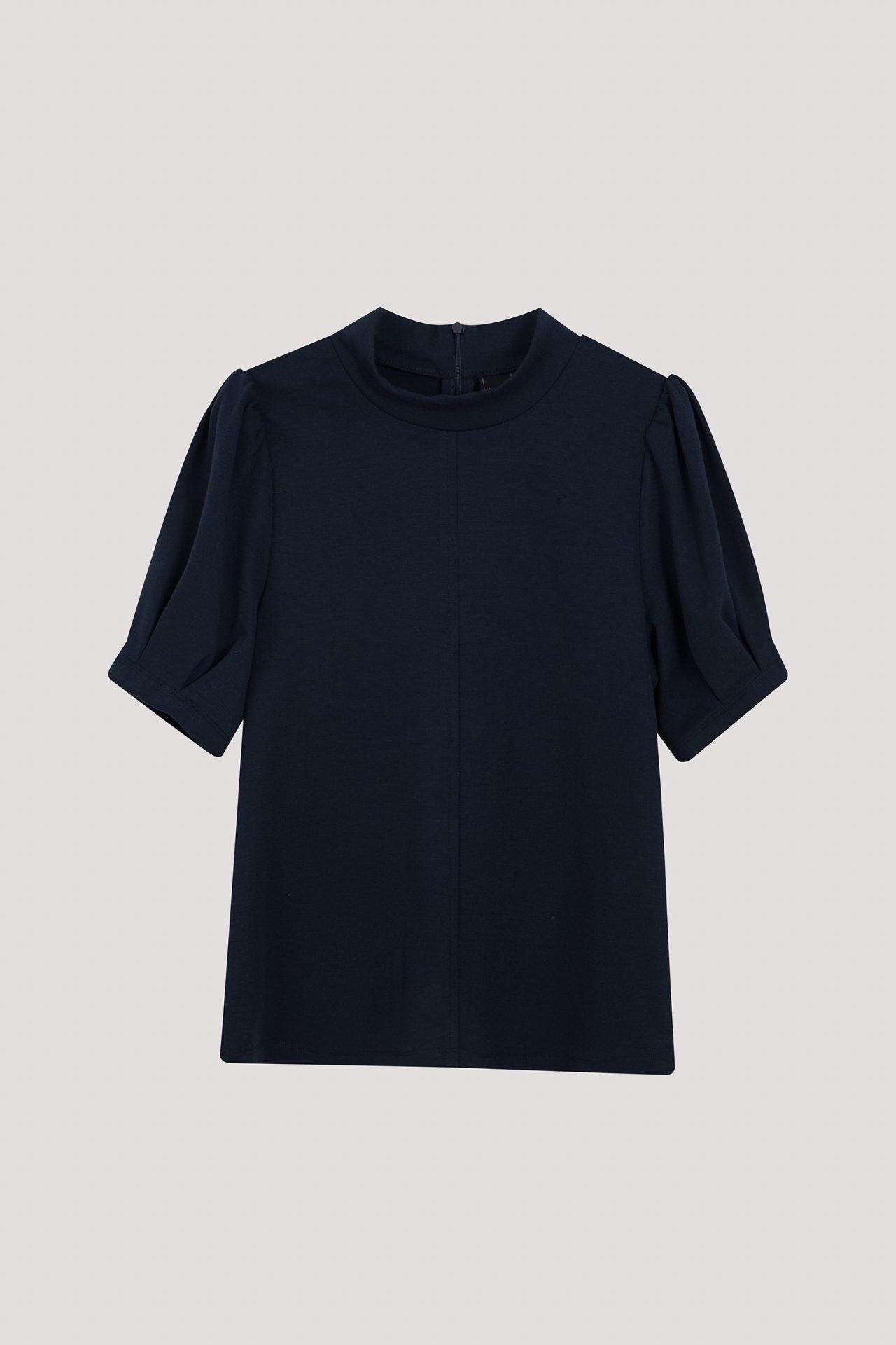 AT 10878 RUCHED SLEEVE TOP NAVY