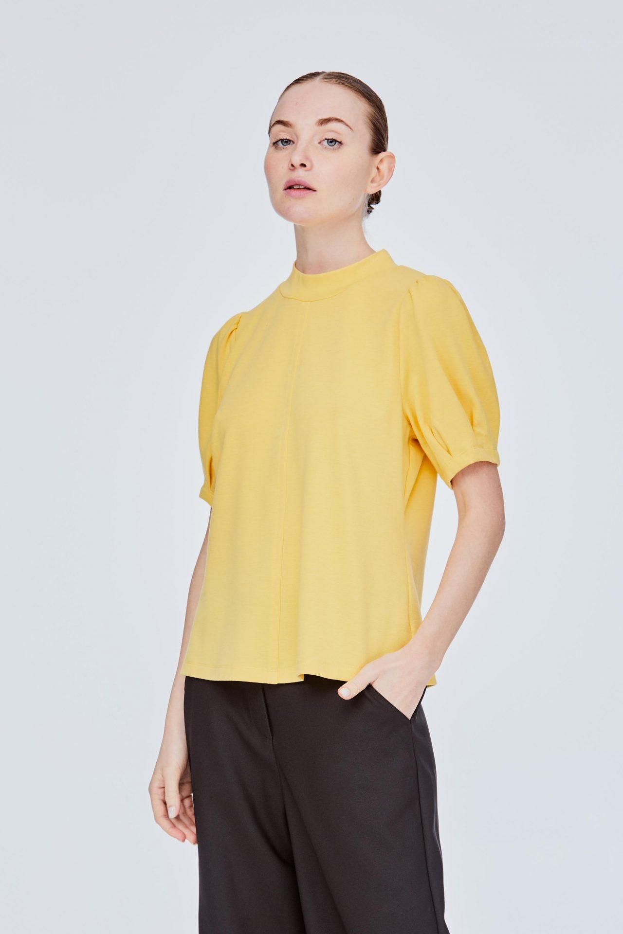 AT 10878 RUCHED SLEEVE YELLOW