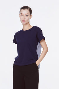 AT 10963 ROUND NECK TOP NAVY FRONT