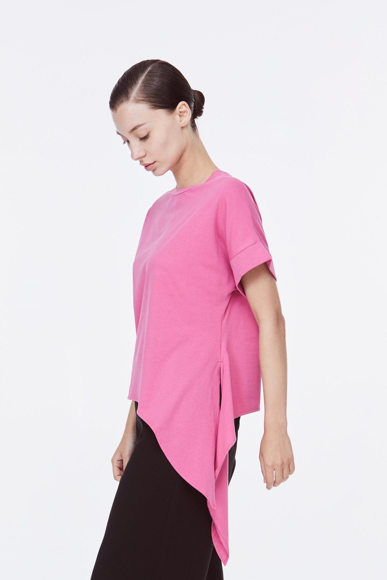 AT 10964 ROUND NECK TOP HOT PINK SIDE