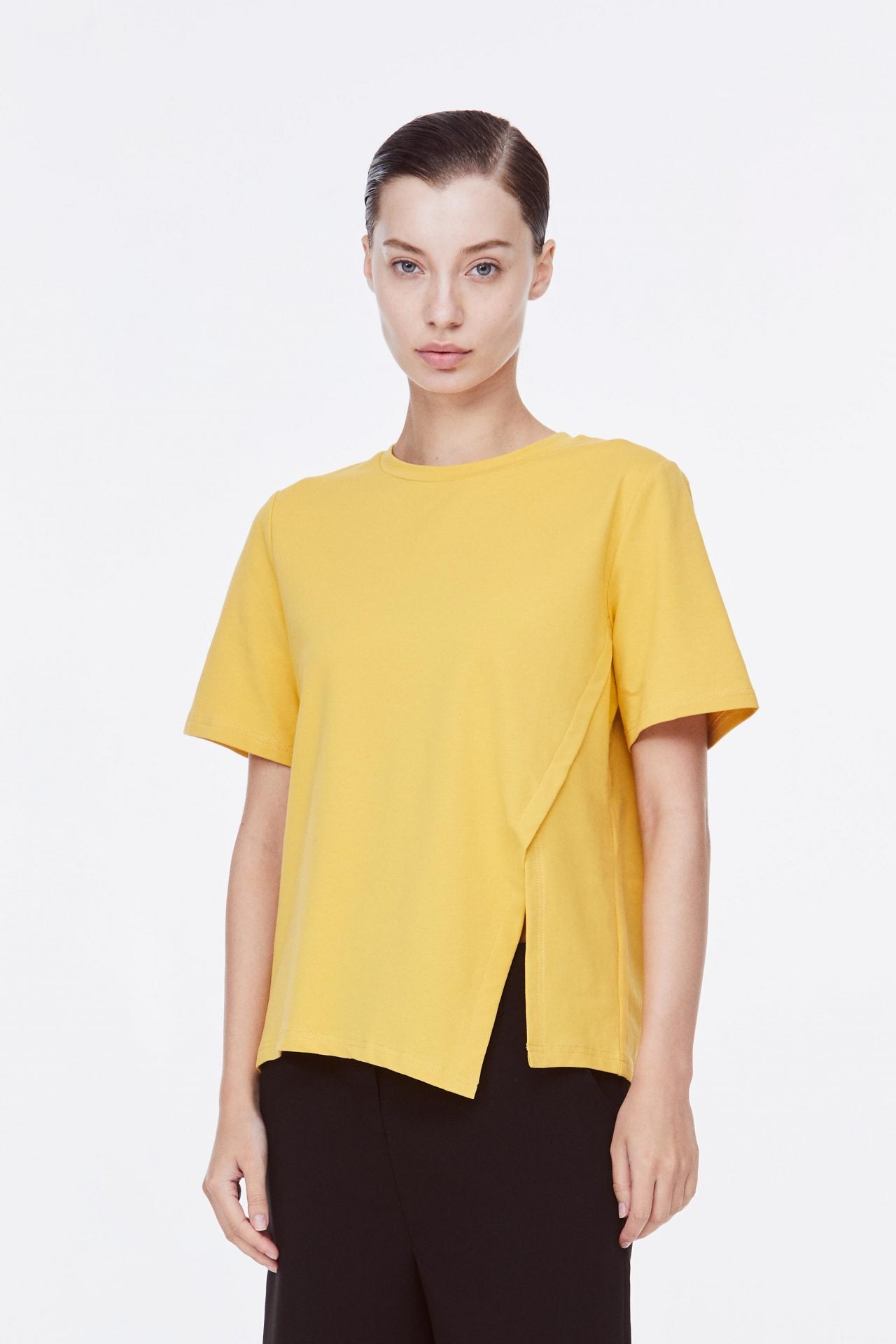 AT 11352 ROUND NECK TOP YELLOW