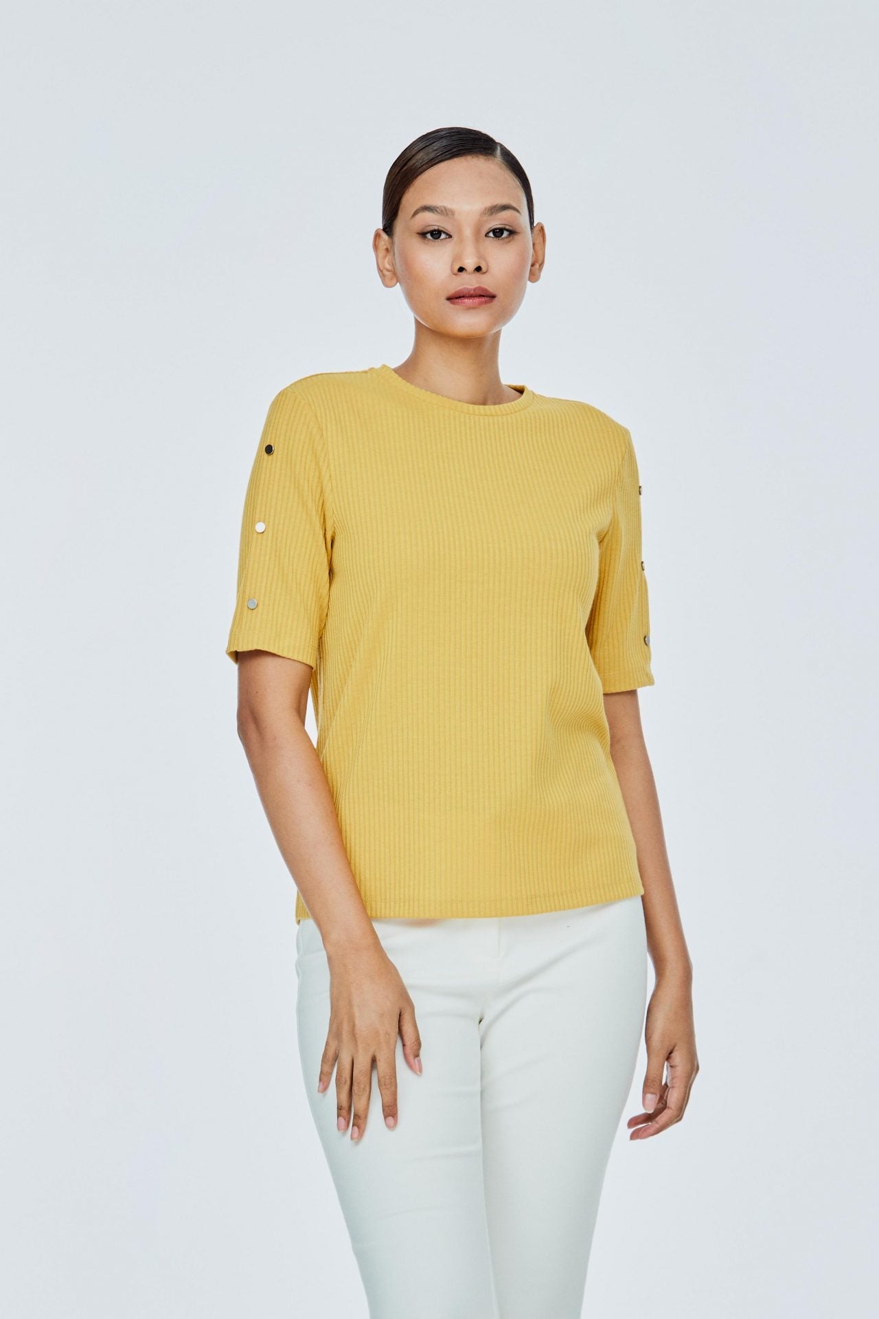 AT 11418 QUARTER SLEEVES TOP MUSTARD