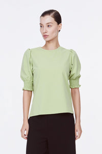 AT 8331 PUFF SLEEVE TOP APPLE GREEN