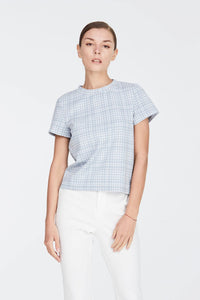 AT 9005 CHECKER TEE DUSTY BLUE