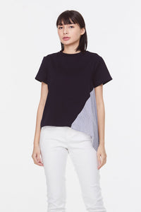 AT 9547 CONTRAST HEM TEE NAVY