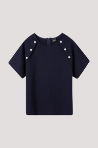 AT 9550 BUTTONED PATTERN TOP NAVY