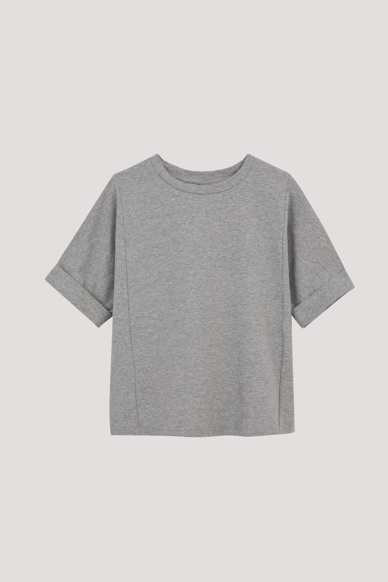 AT 9785 FOLDED SLEEVES TOP LIGHT GREY