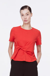 AT 9861 TIED SHIRT BLOUSE TANGERINE RED