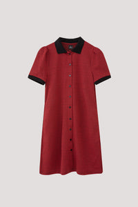 ATD 11077 COLLARED TWEED DRESS RED