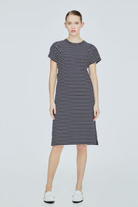 ATD 11417 CONTRAST STRIPES TEE DRESS NAVY