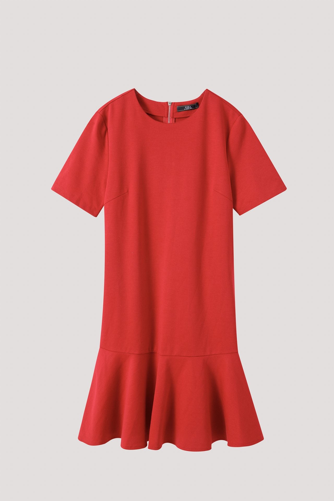 ATD 7579 RUFFLED HEM DRESS RED