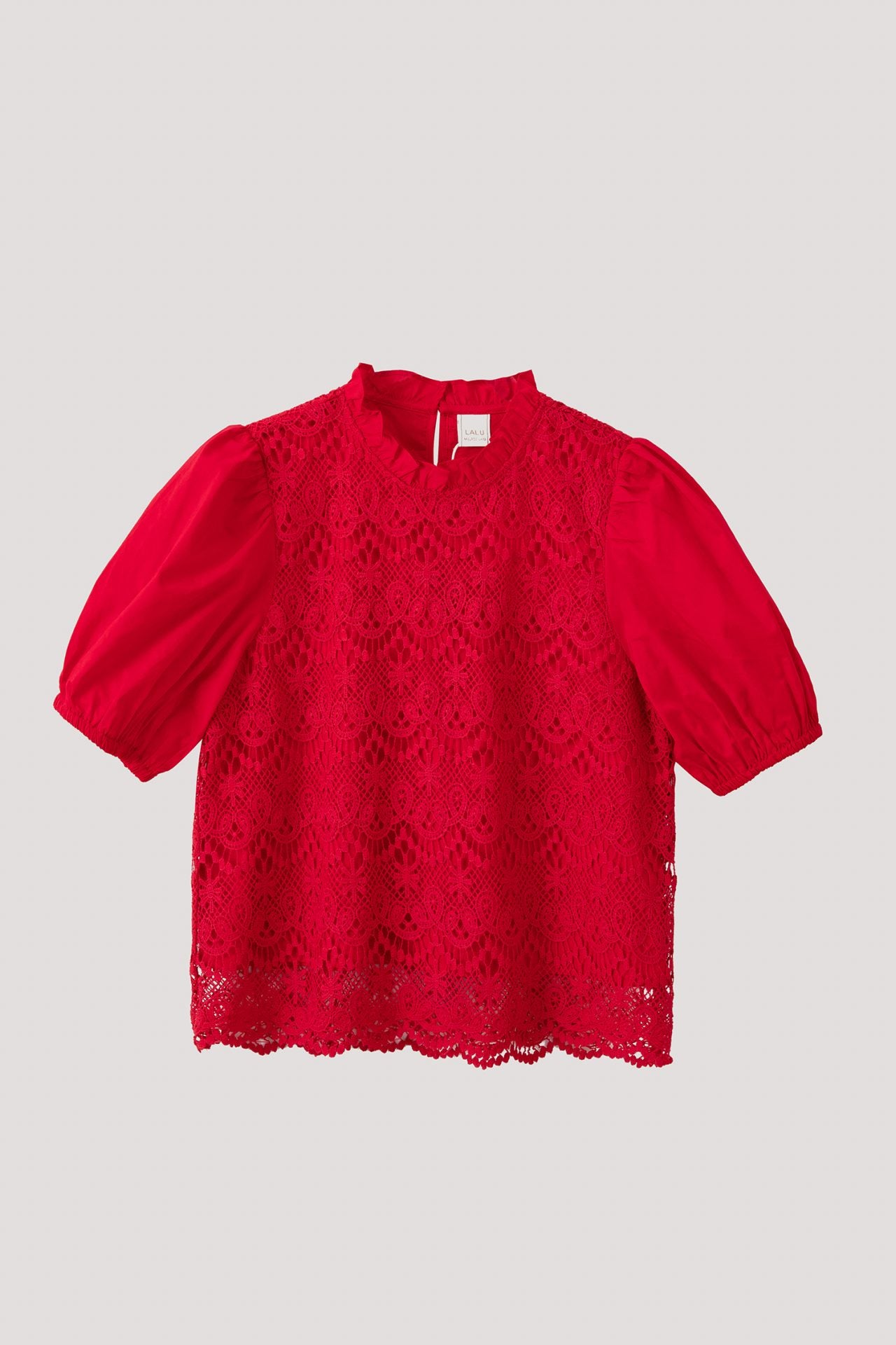 BB 10363 LACED PUFFY BLOUSE RED