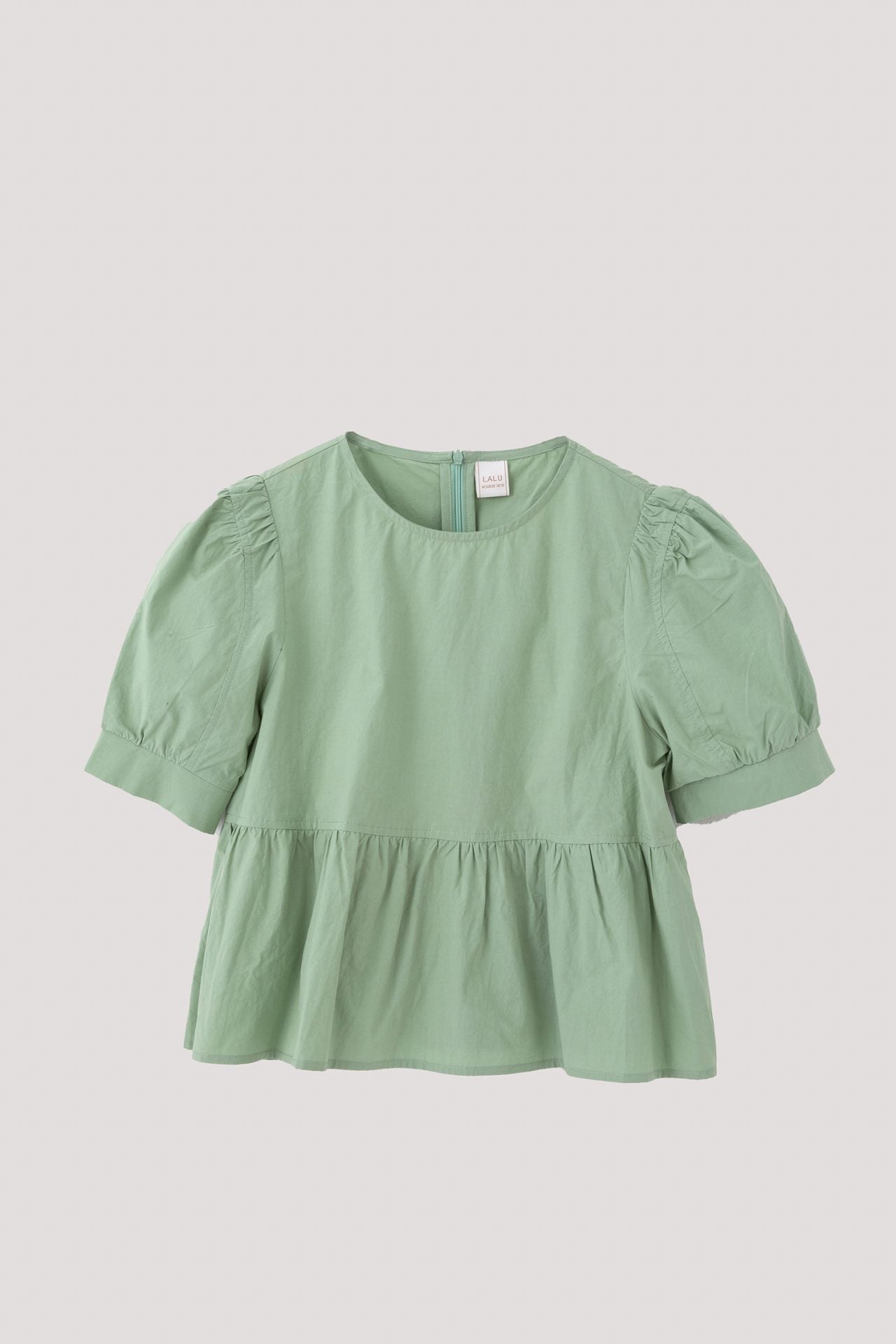 BB 11066 PUFF SLEEVE PEPLUM TOP MINT