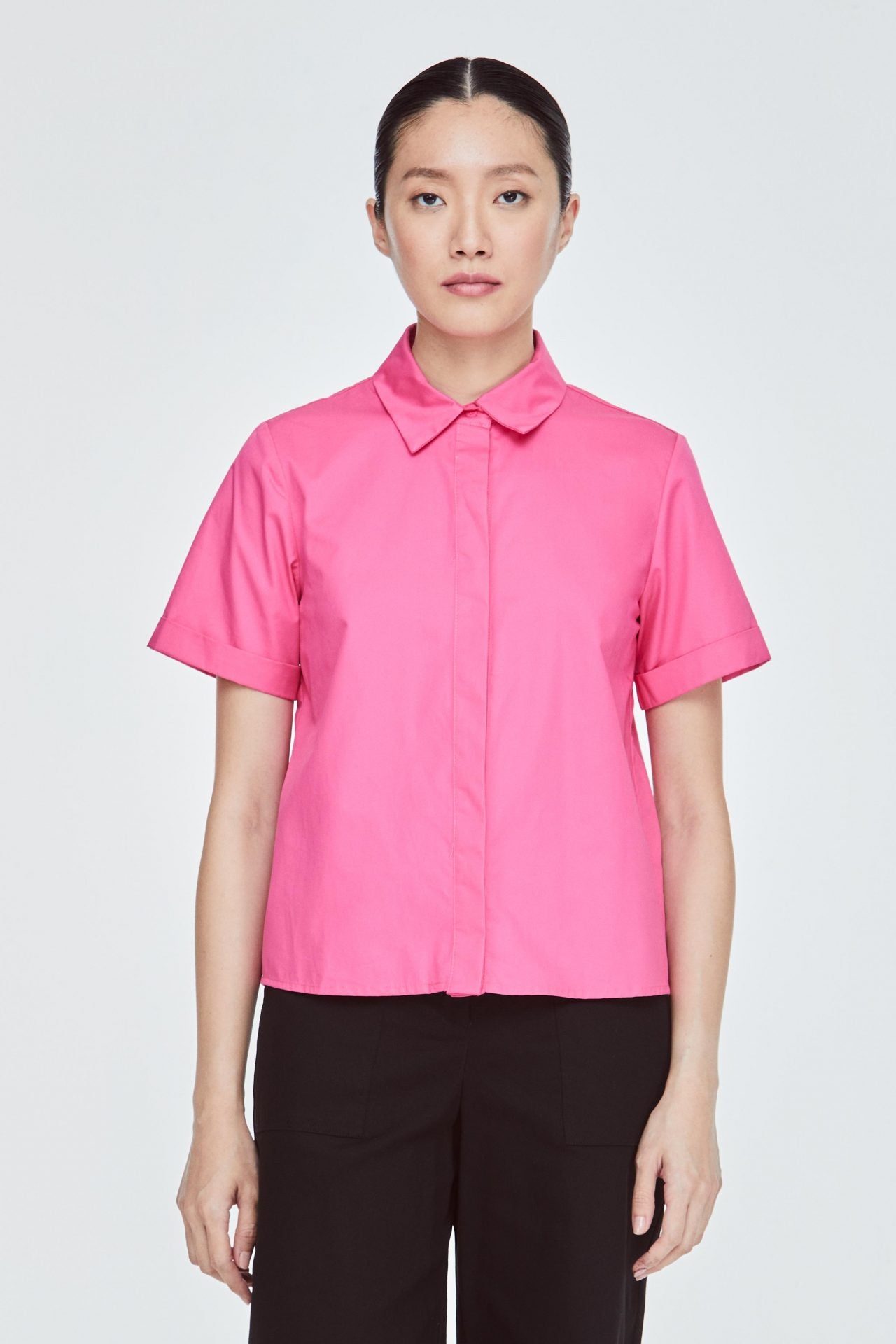BB 11215 COLLARED BUTTON DOWN HOT PINK