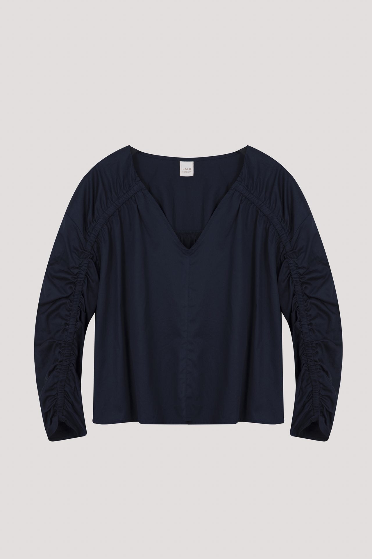 BB 11632 RUCHED LONG SLEEVE TOP NAVY