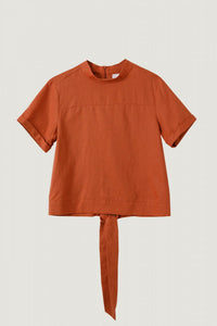BB 7527 TAN RIBBON BACK BLOUSE
