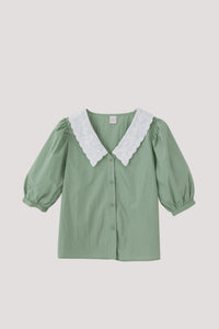 BB 9057 COLLARED PUFF SLEEVE TOP MINT