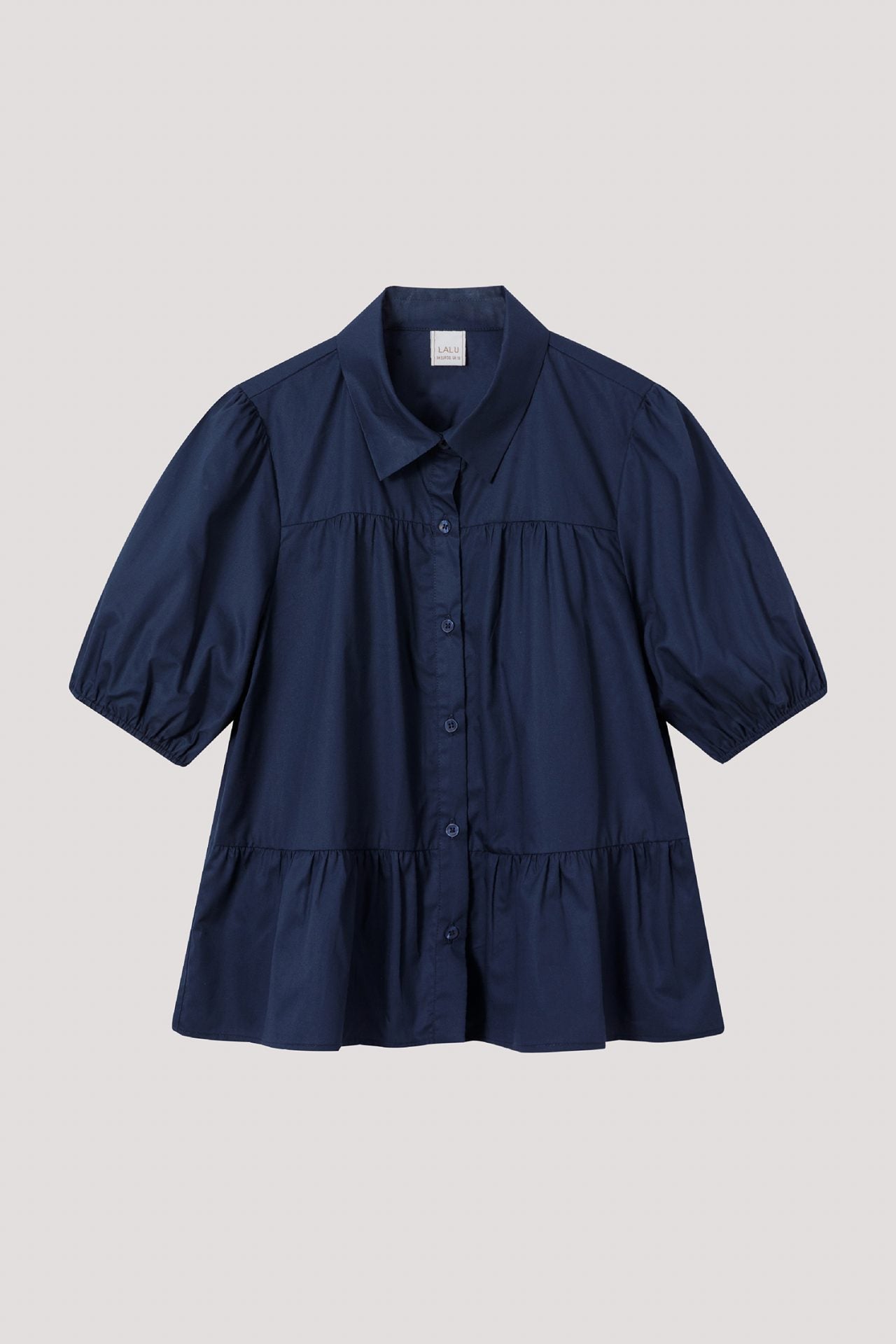 BB 9072 COLLARED PUFFED SLEEVES BLOUSE NAVY