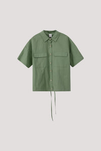 BB 9172 COLLARED BUTTON UP BLOUSE OLIVE