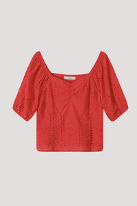 BB 9595 LACED PUFFED SLEEVES BLOUSE HOT PINK