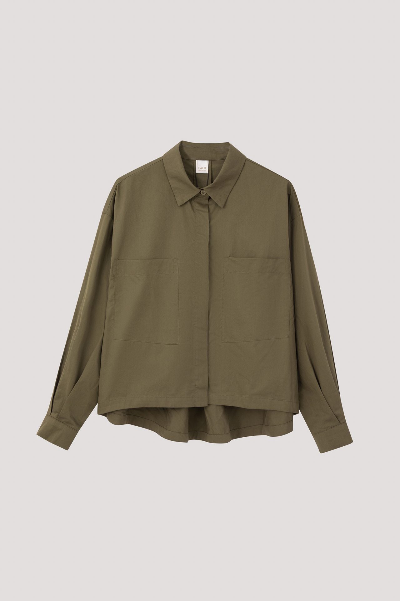 BBL 10074 LONGER BACK HEM BLOUSE ARMY GREEN