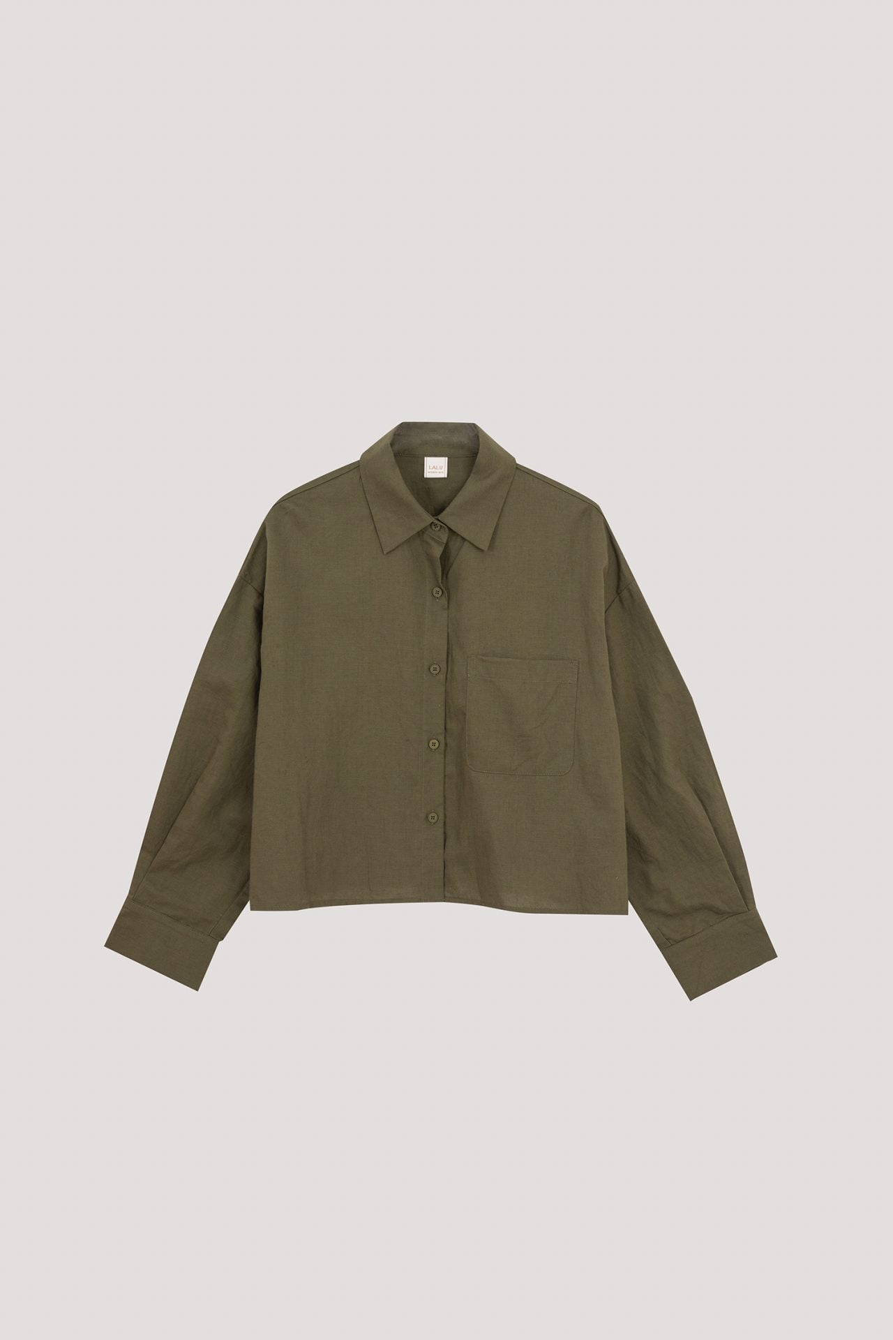 BBL 10846 COLLARED LONG SLEEVES BLOUSE ARMY GREEN