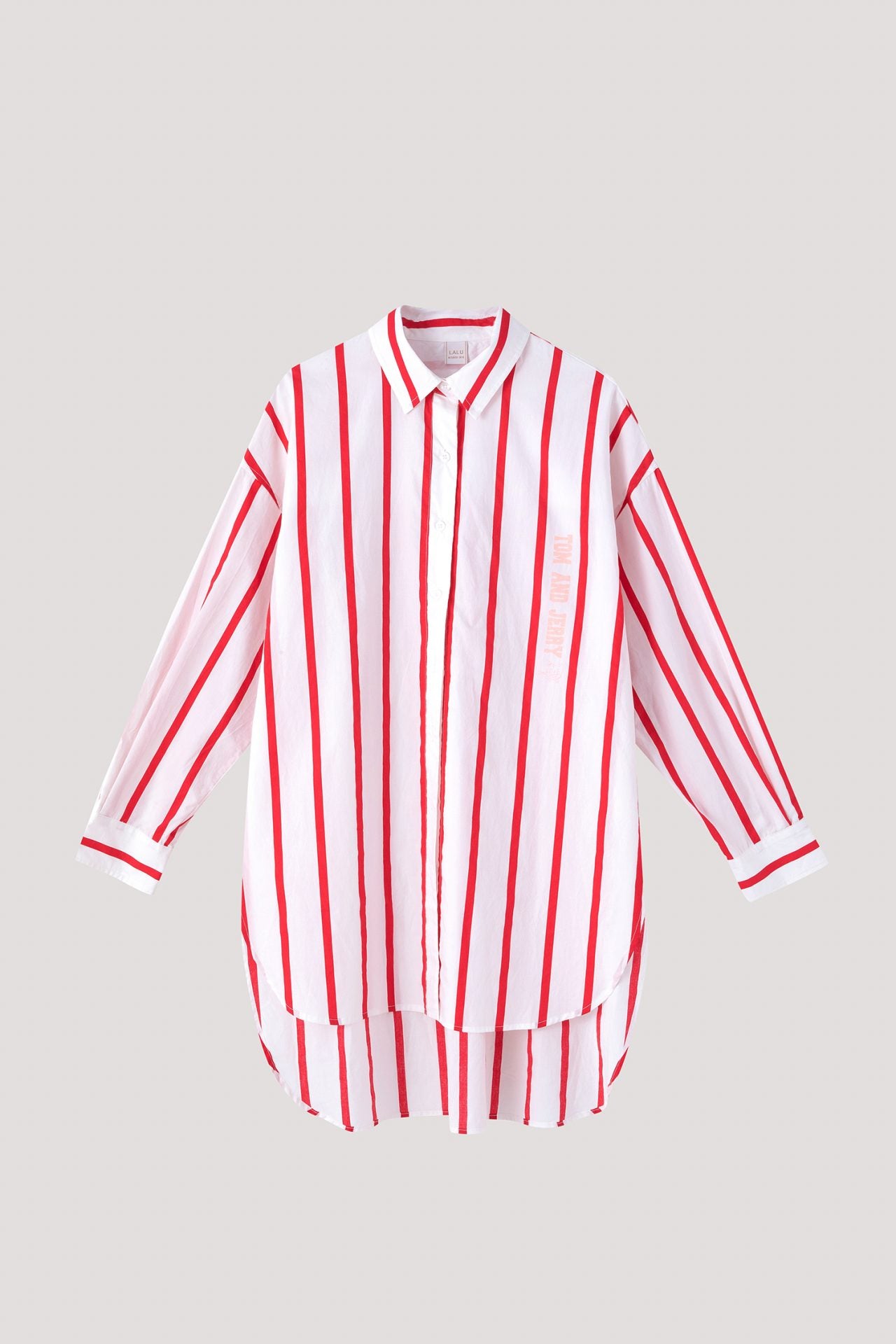 BBL 11658 OVERSIZED LOGO STRIPED BUTTON DOWN TOP RED STRIPES (1)
