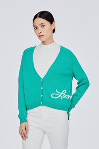BCL 11617 KNITTED LOGO CARDIGAN VERDE 1