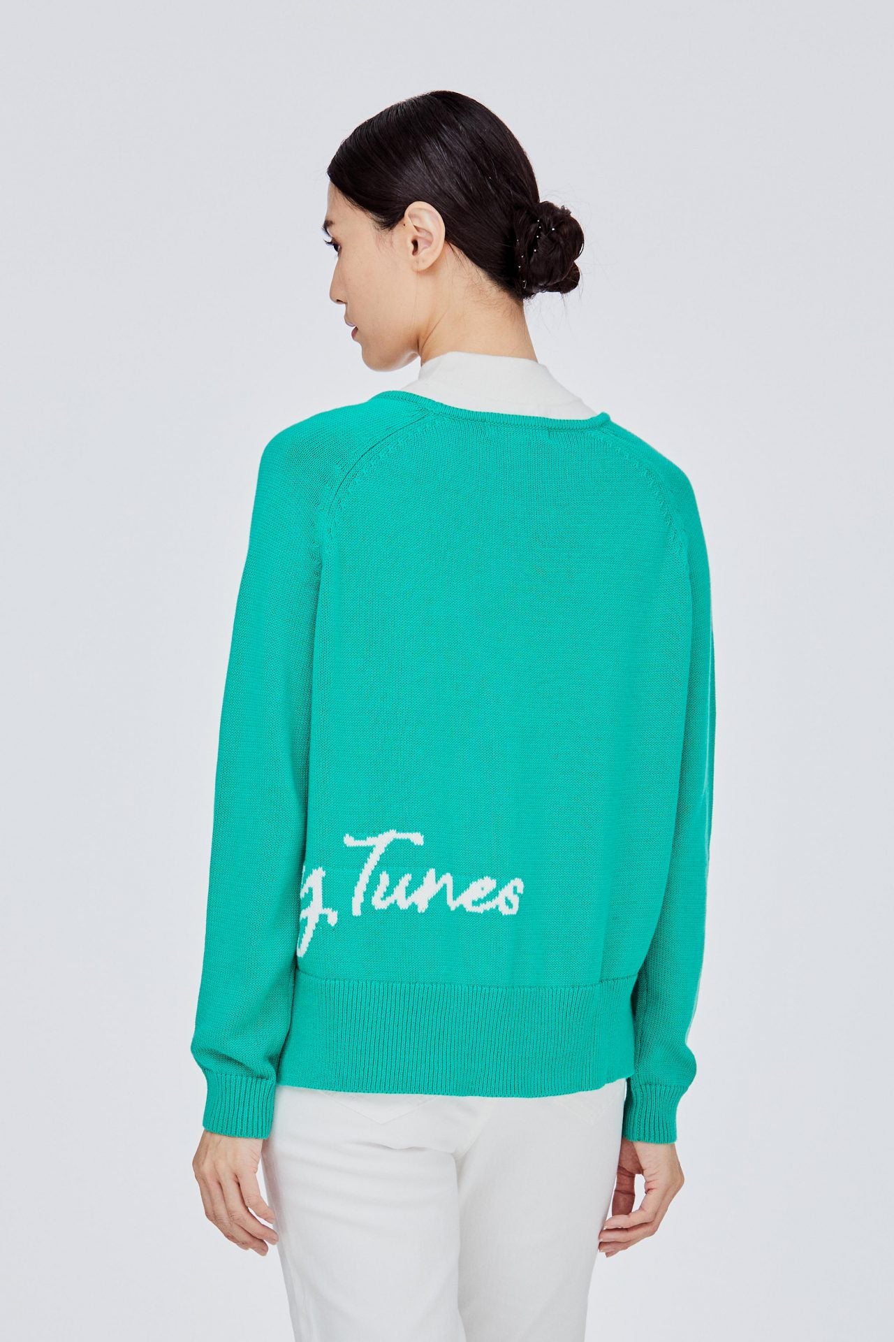 BCL 11617 KNITTED LOGO CARDIGAN VERDE 2
