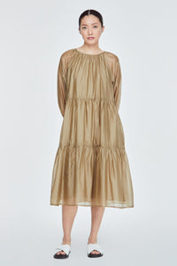 BDQ 11140 TIERED MIDI DRESS KHAKI