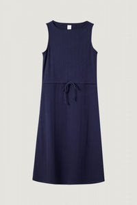 BDQ 7481 NAVY WAIST TIE DRESS