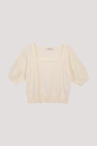 BK 11189 SQUARE NECKLINE KNIT TOP CREAM