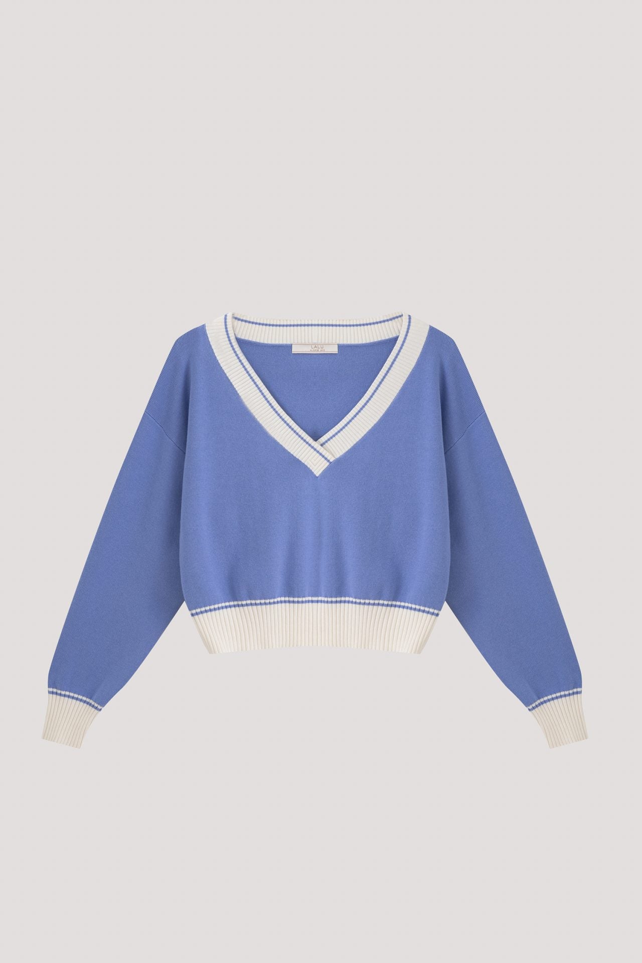 BK 11655 RELAXED V-NECK CROP PULLOVER PERIWINKLE (1)