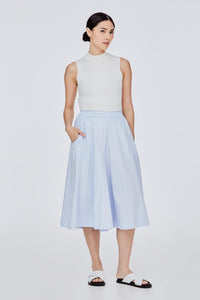 BP 11453 A-LINE FLARE MIDI SKIRT PALE BLUE