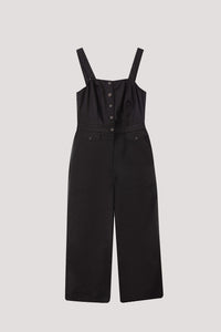 BPL 11207 BUTTON DOWN JUMPSUIT BLACK