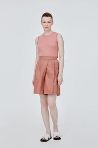 BPS 11390 PLEATED OVERLAP SKORTS DARK SALMON