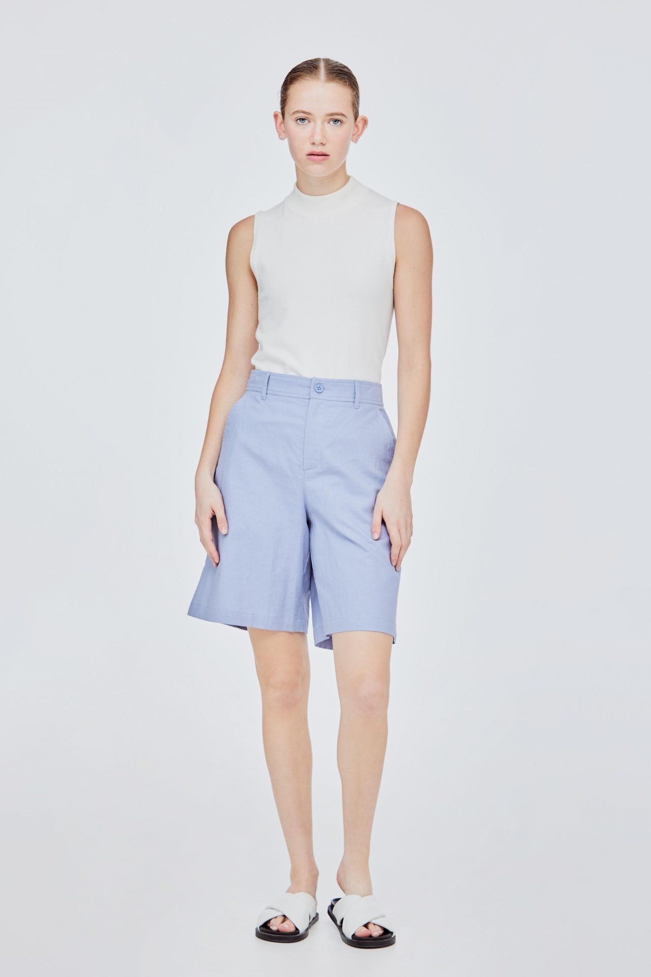 BPS 11461 BUTTONED SHORTS DUSK BLUE