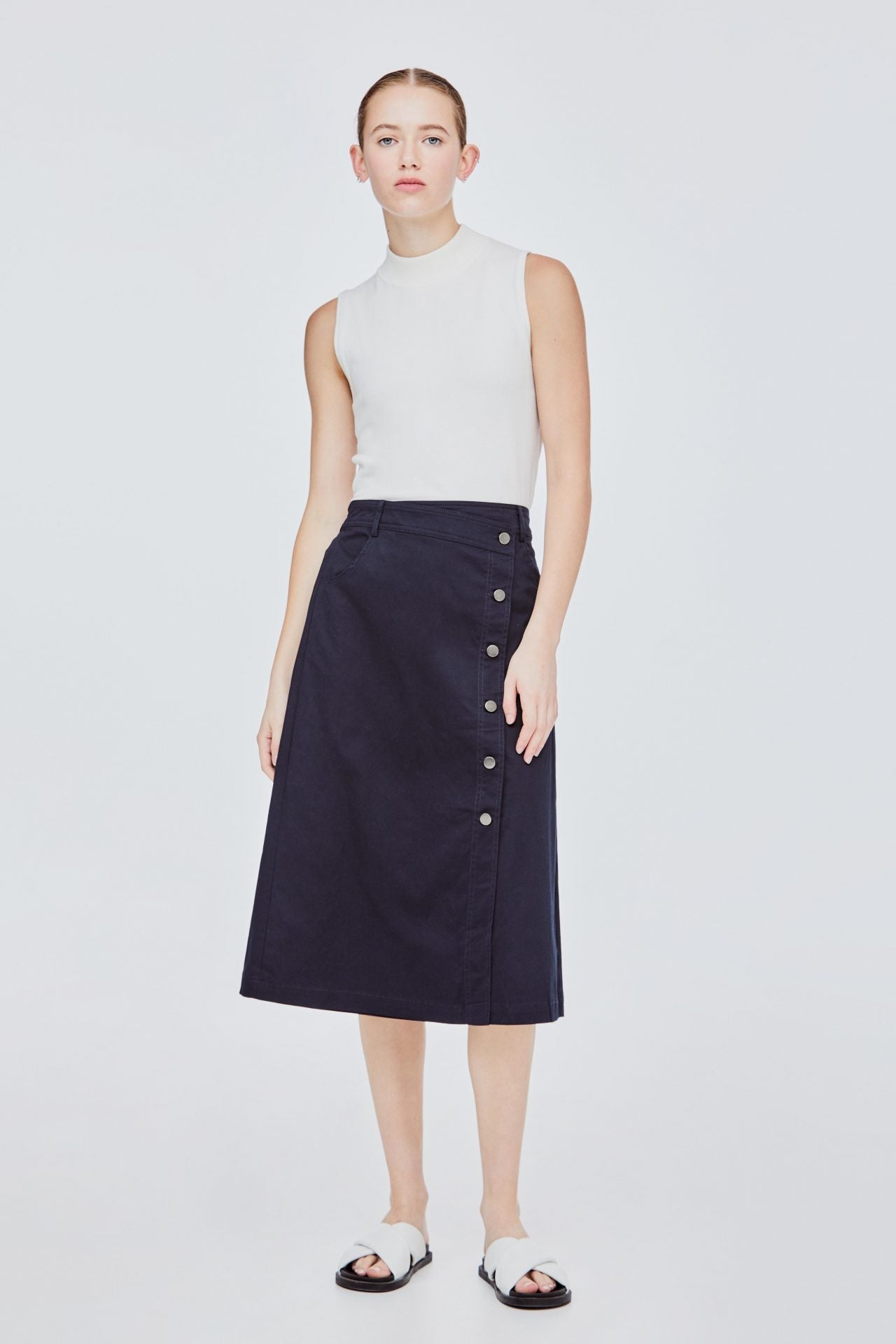 BSK 11407 BUTTONED SKIRTS NAVY