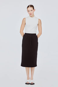 BSK 11440 DRAWSTRING WAIST SKIRT BLACK