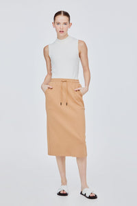 BSK 11440 DRAWSTRING WAIST SKIRT BROWN