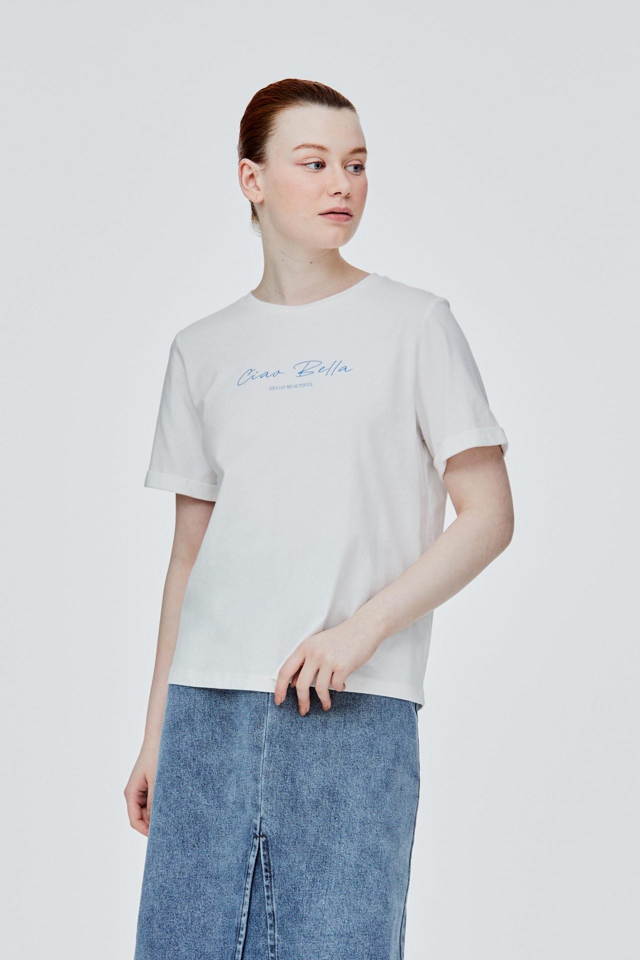 BT 11361 FOLDED GRAPHIC TEE CREAM