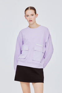 BTL 11483 PATCH POCKETS SWEATER LILAC