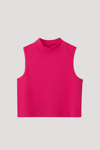 BTV 10412 HIGH NECK CROPPED TOP HOT PINK