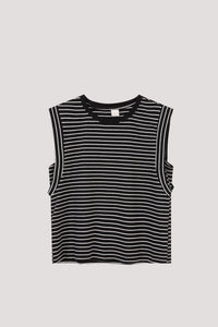 BTV 10838 STRIPED SLEEVELESS TOP BLACK