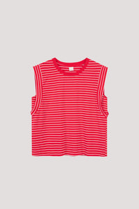 BTV 10838 STRIPED SLEEVELESS TOP RED