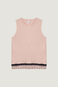 BTV 7484 L.BEIGE SLEEVELESS RIBBED HEM TOP