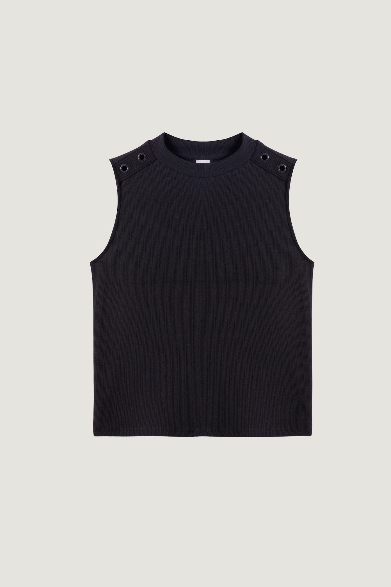 BTV 7496 BLACK RIBBED SLEEVELESS TOP