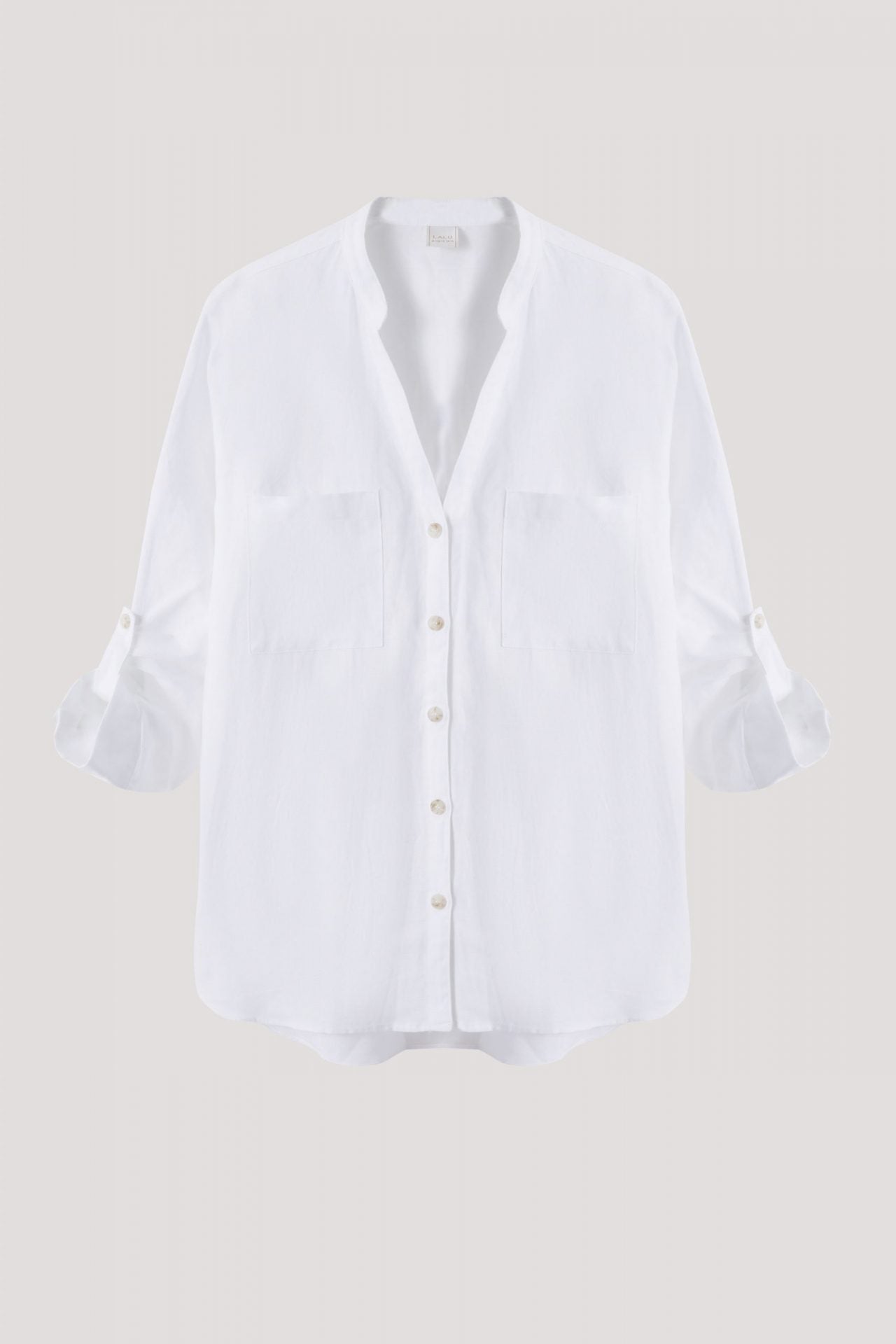 bbl 9026 buttoned sleeves shirt dress cream